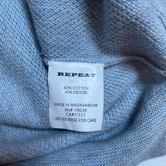 Repeat Light Blue Gray Cotton Blend Knit Tunic Sweater V Neck Size M - Picture 12 of 13